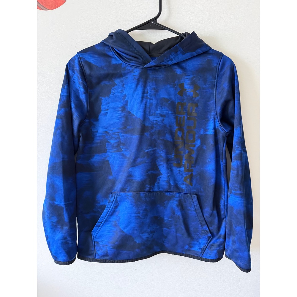 Under Armour Boys ColdGear Blue Camo Fleece Hoodie Sweatshirt YLG Large